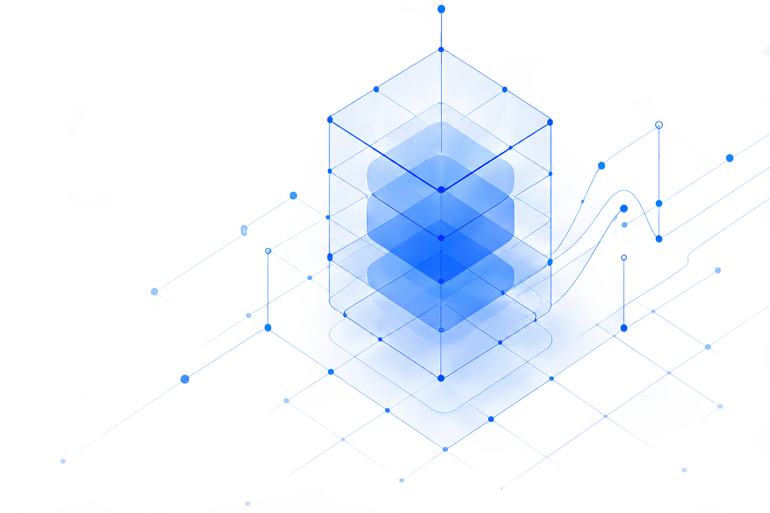 Isometric architecture illustration representing SAP BTP layered systems